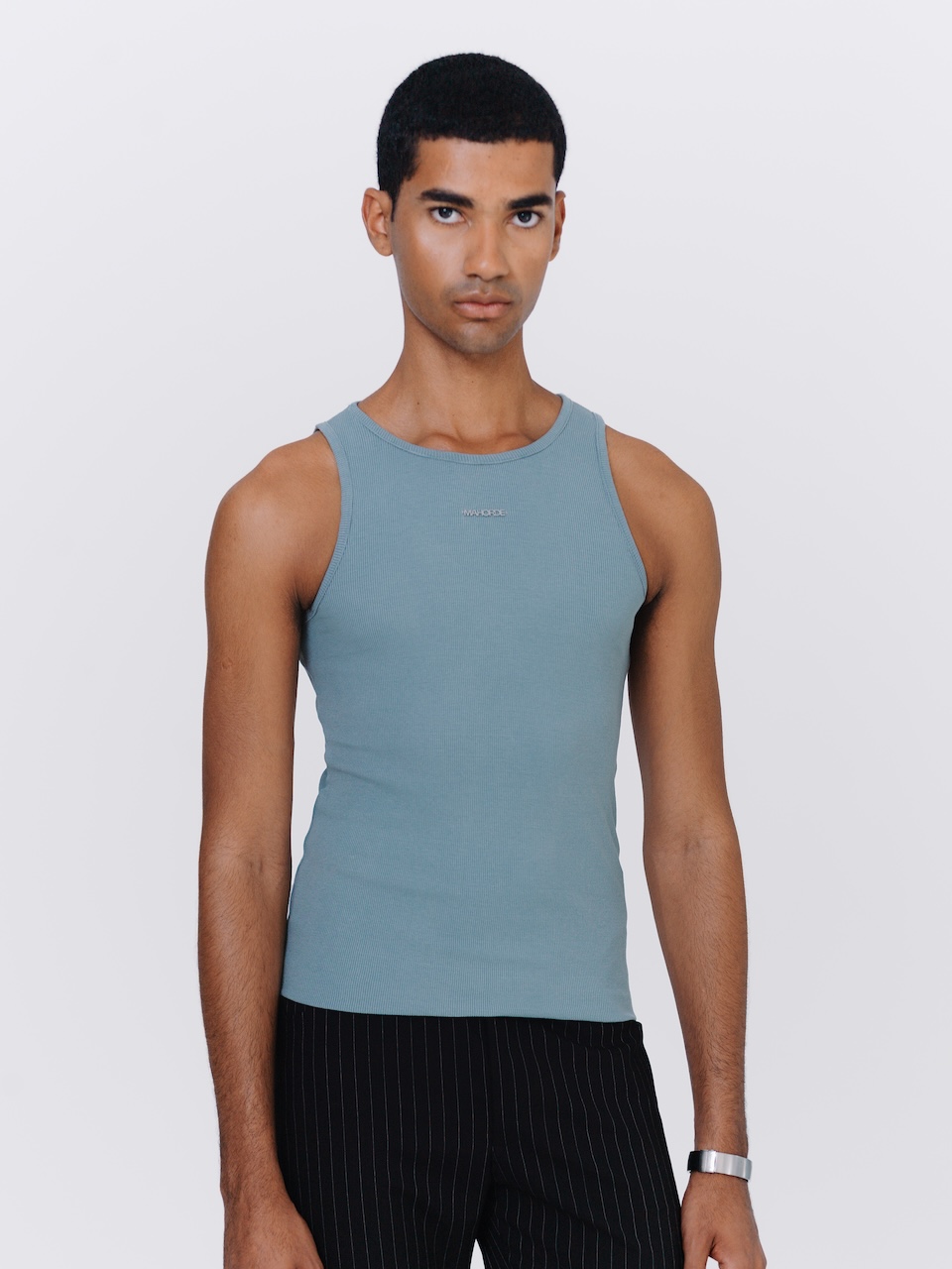 S3 Tanktop metal logo fitted - Grey blue