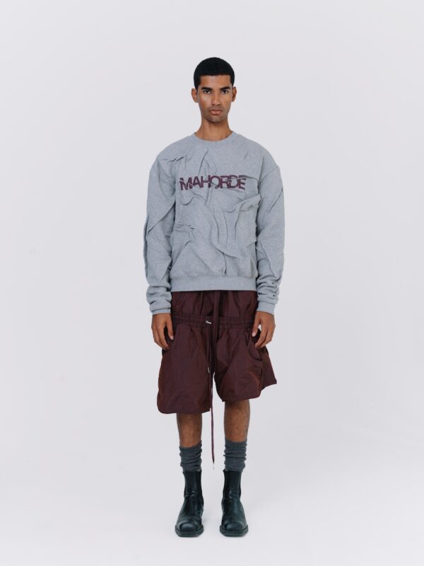 S3 Oversized wrinkle sweater - Grey / aubergine