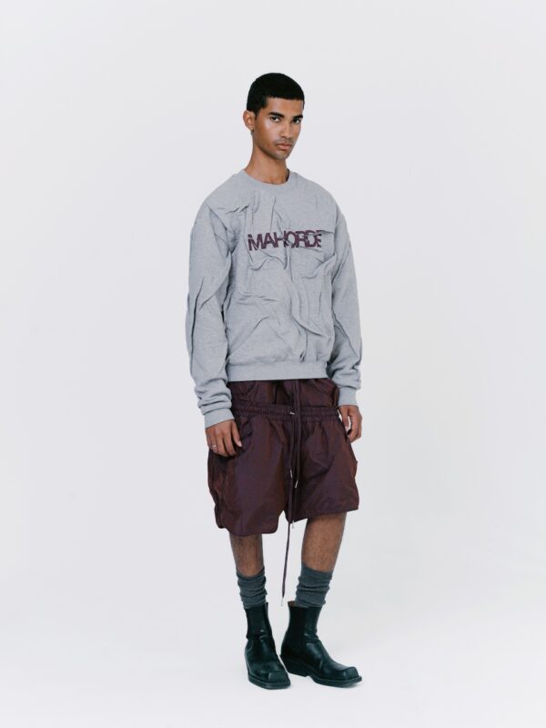 S3 Oversized wrinkle sweater - Grey / aubergine