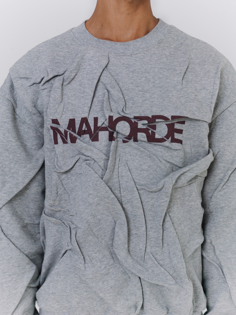 S3 Oversized wrinkle sweater - Grey / aubergine