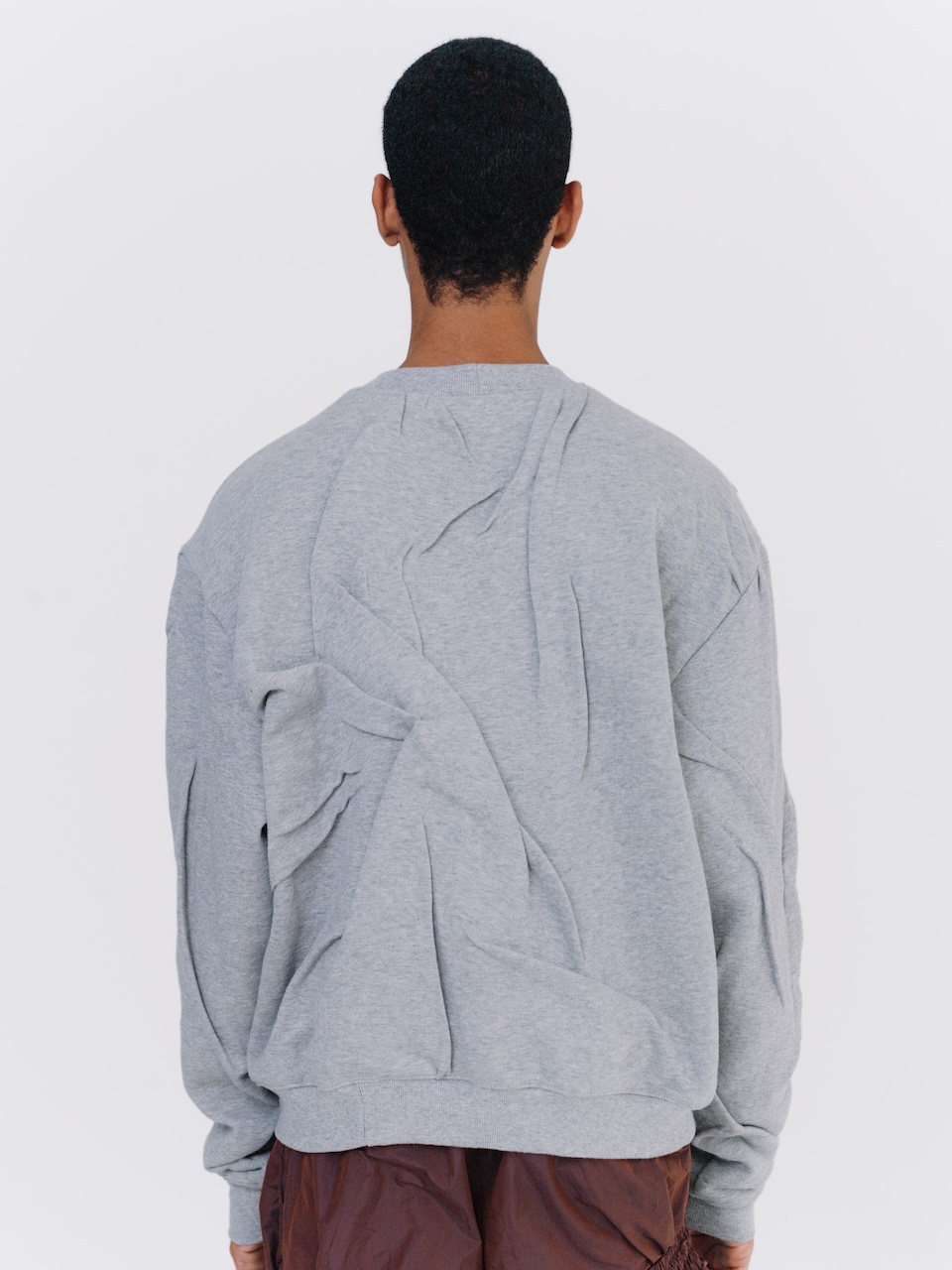 S3 Oversized wrinkle sweater - Grey / aubergine