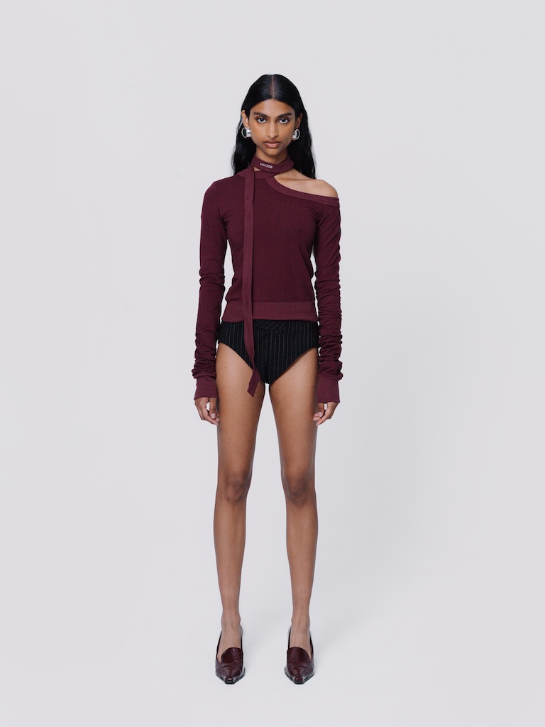 S3 Halla top fitted long sleeve - Berry red