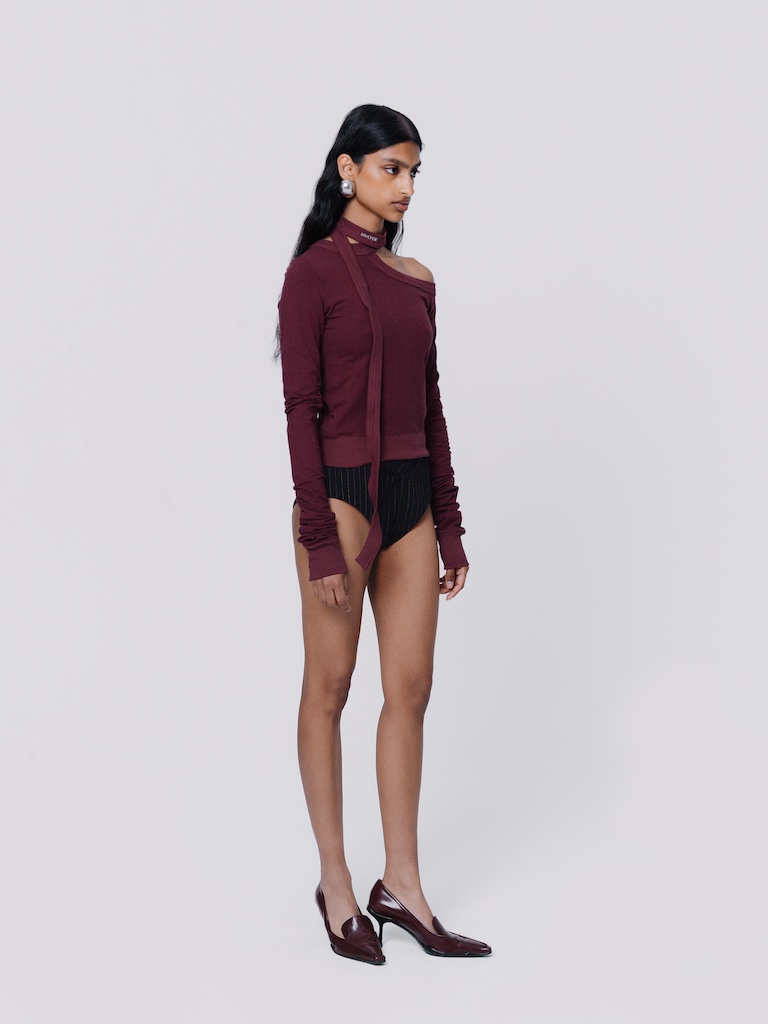 S3 Halla top fitted long sleeve - Berry red