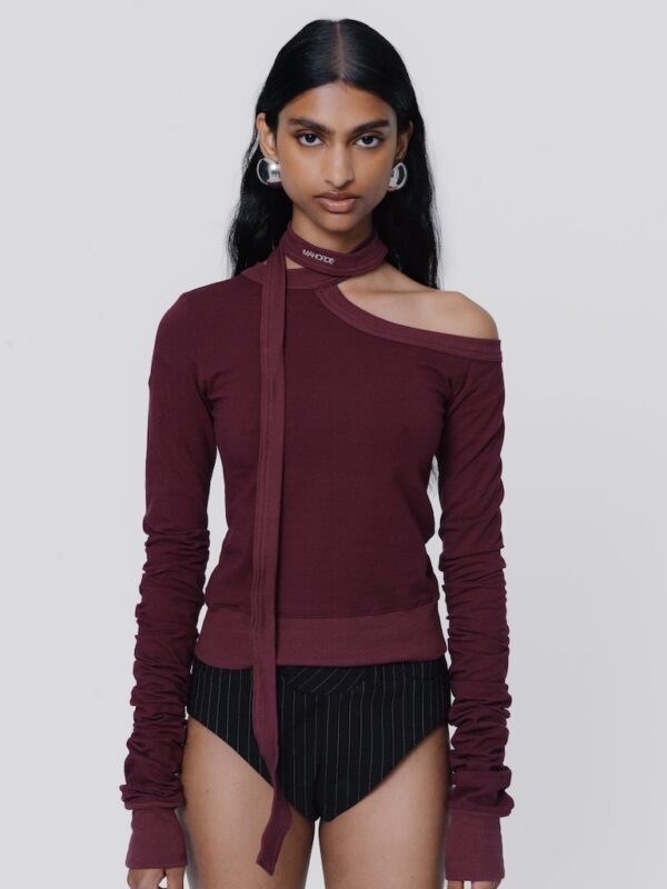 S3 Halla top fitted long sleeve - Berry red